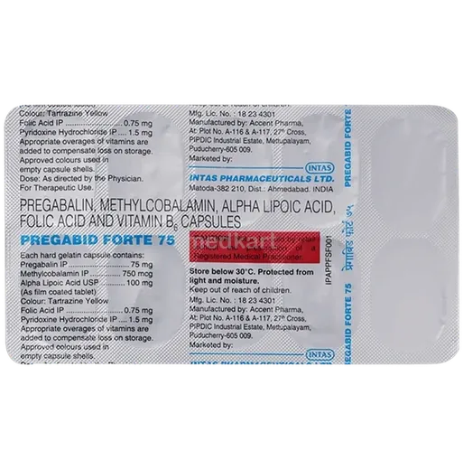 pregabid forte 75mg capsule 10's